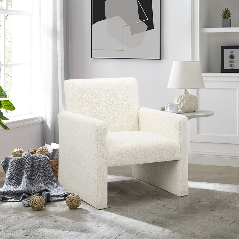 Wrought Studio™ Janayra Upholstered Teddy Fabric Fluffy Faux Fur 28 ...
